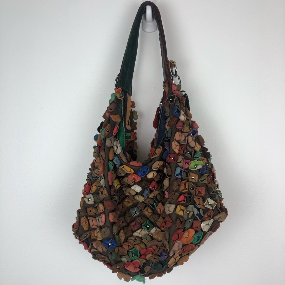3d Floral Leather Multicolor Patchwork Shoulder H… - image 1